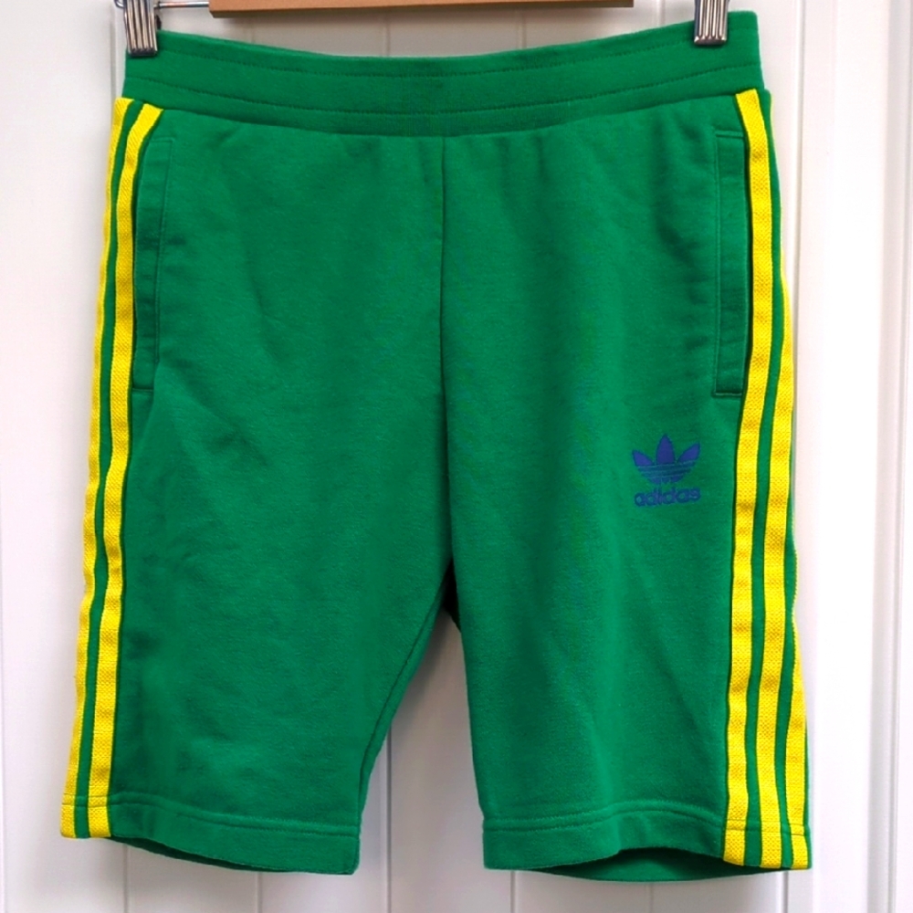 Adidas Green Sweat Shorts with Gold Accents